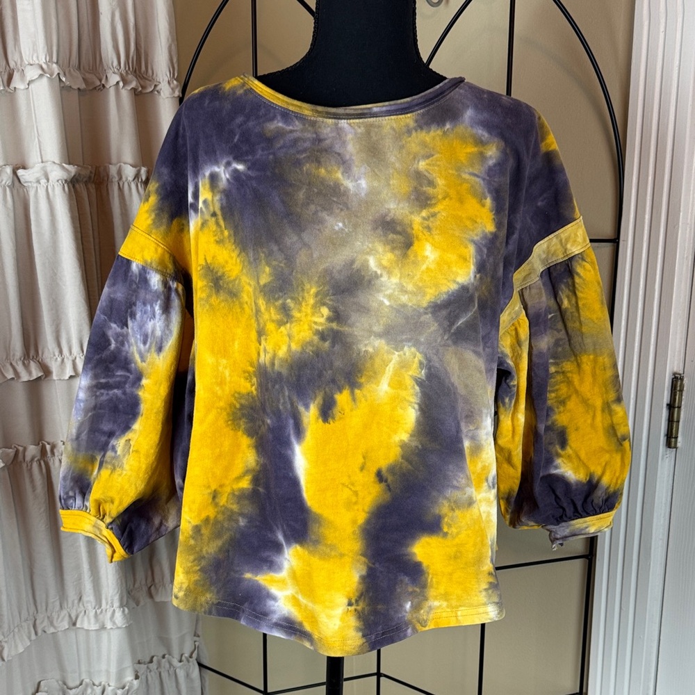 Mittoshop Yellow and Gray Tie-Dye T-shirt